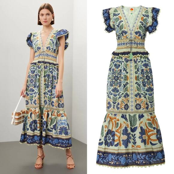 FARM Rio Dresses & Skirts - Farm Rio Ocean Tapestry Sleeveless Maxi Dress Size Large